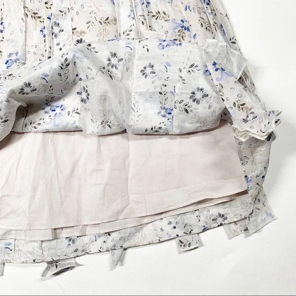 AJE Dellal Midi Skirt Wildflower Floral Print Size US 2 XS (AU 6) White Blue - Picture 3 of 12